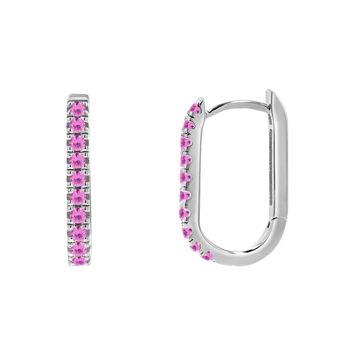 Gemstone Pave Paperclip Huggie Earrings