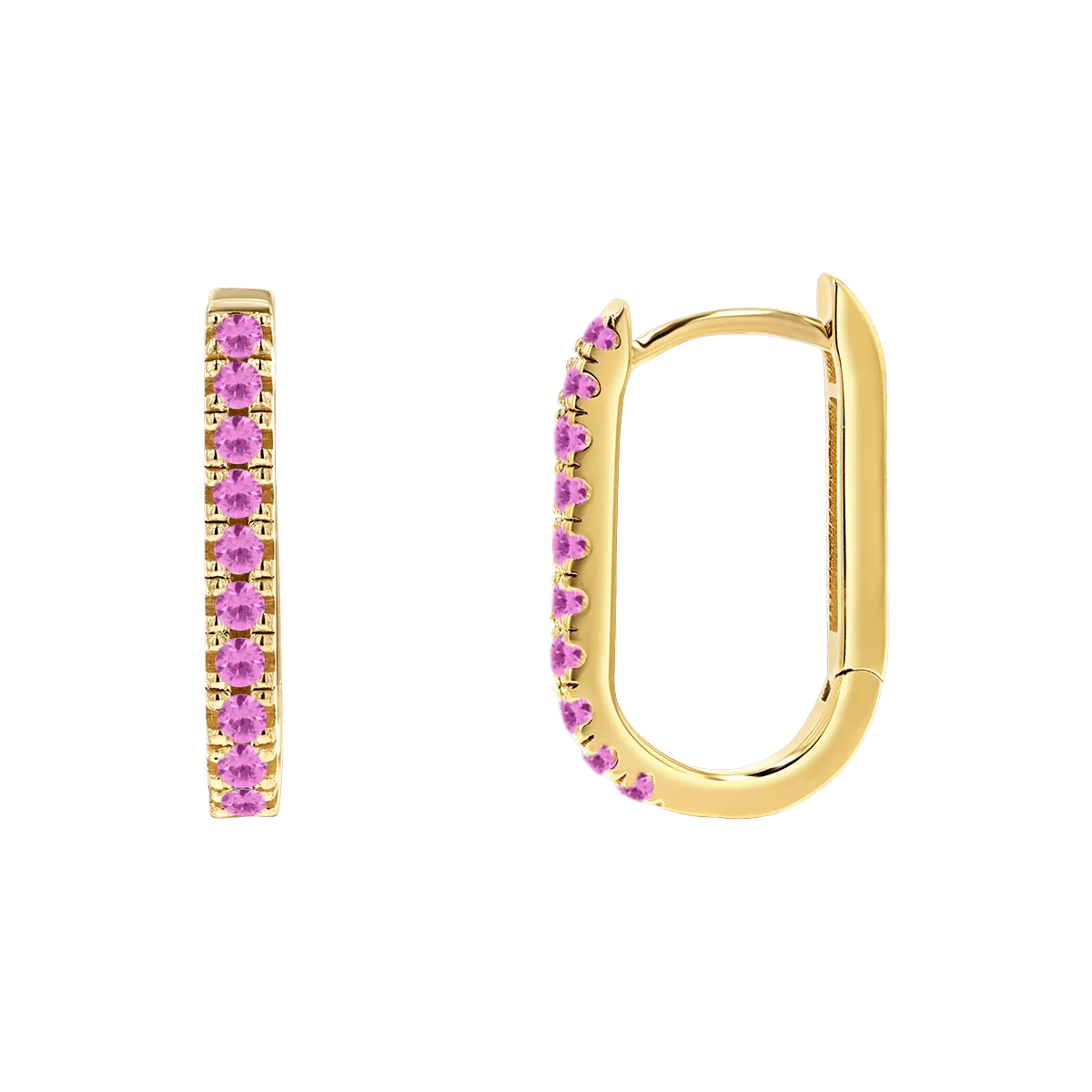 Gemstone Pave Paperclip Huggie Earrings