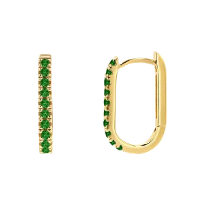 Gemstone Pave Paperclip Huggie Earrings