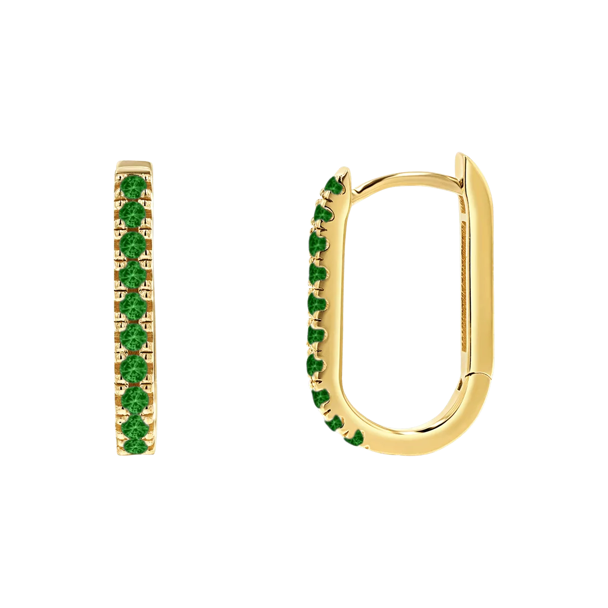 Gemstone Pave Paperclip Huggie Earrings