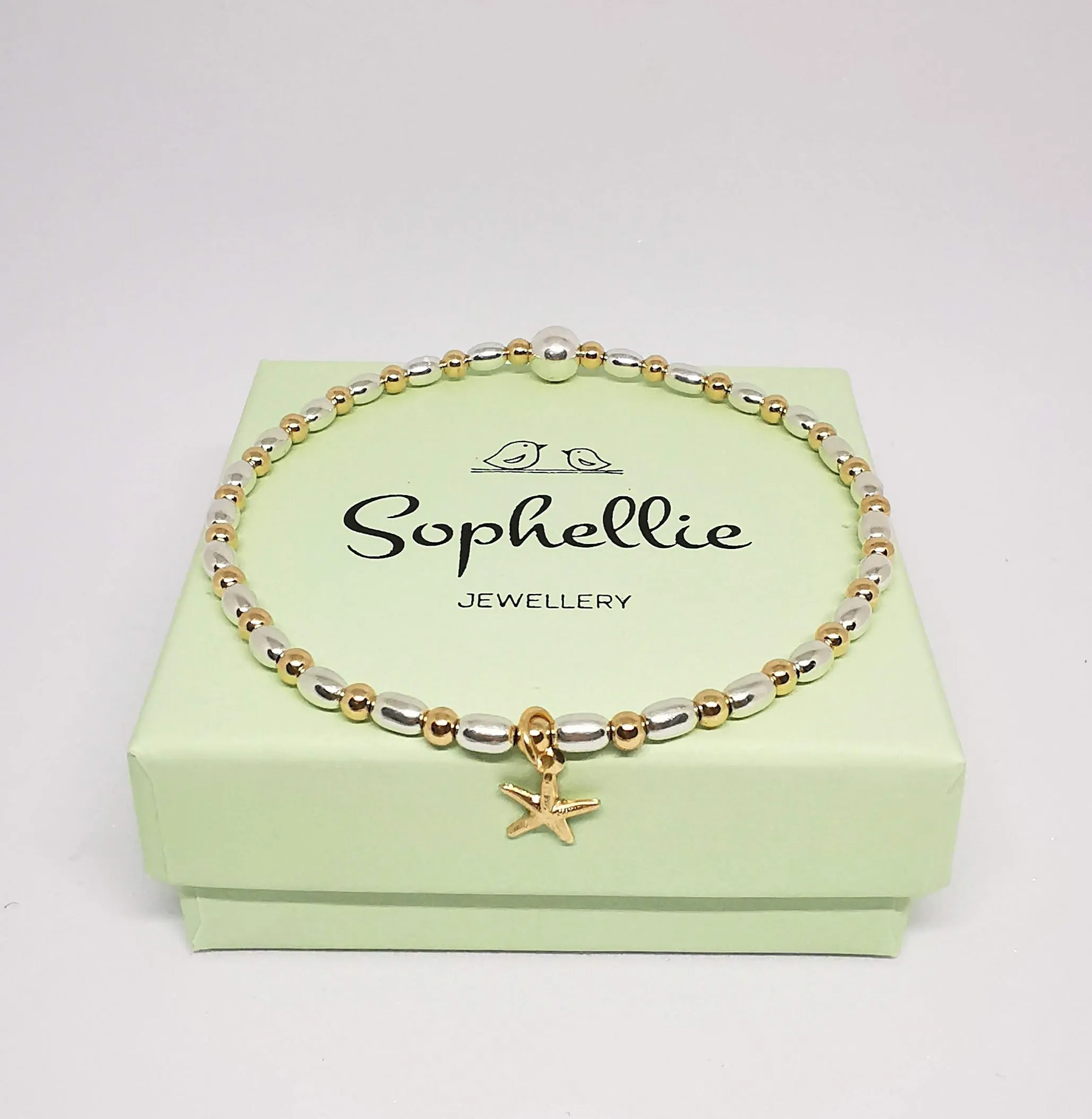 Gold and Silver Duo Starfish Bracelet and Earrings Set - Free Earrings