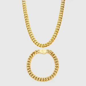 Gold Cuban Link Chain and Bracelet Set - 8 mm
