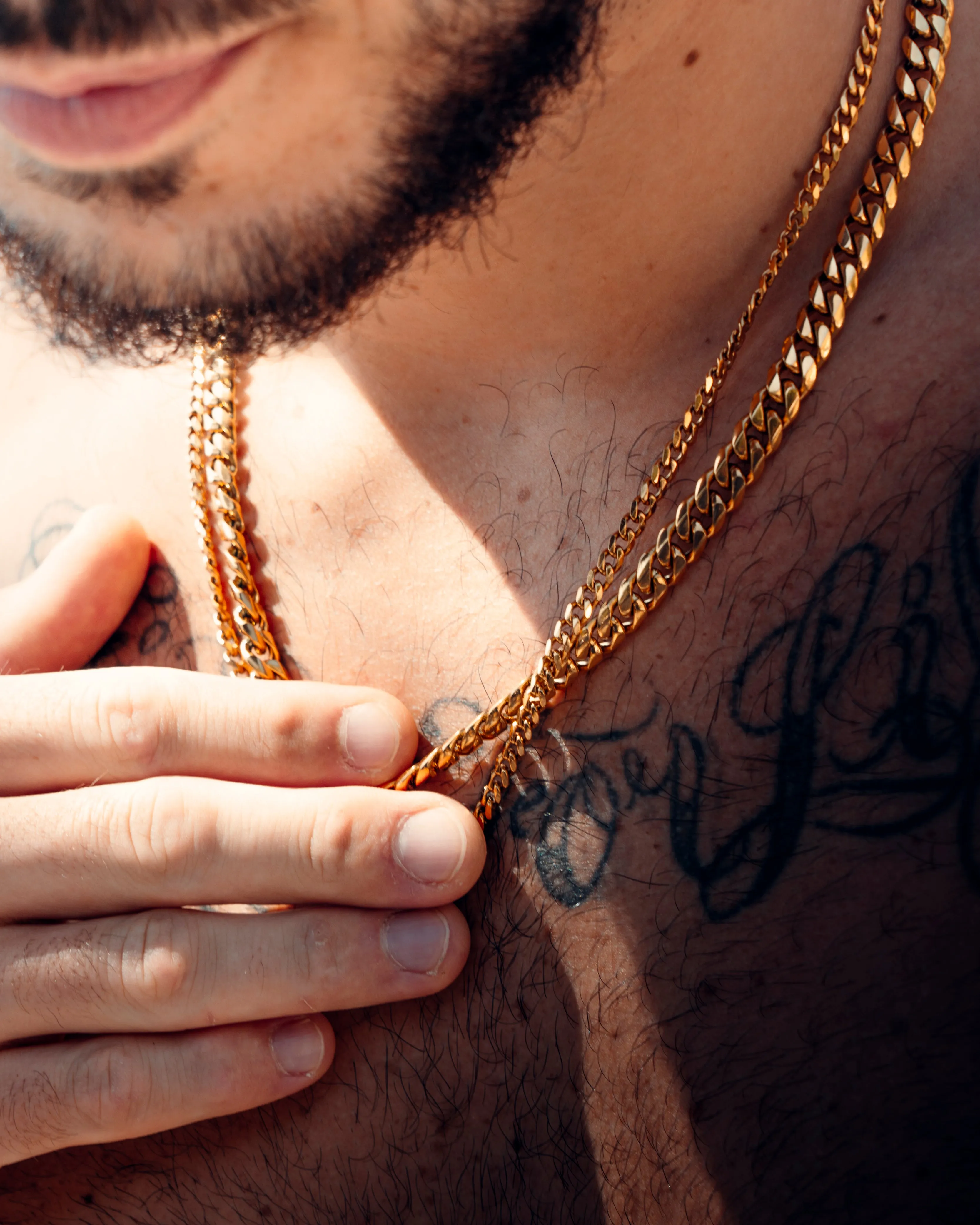 Gold Cuban Link Chain and Bracelet Set - 8 mm