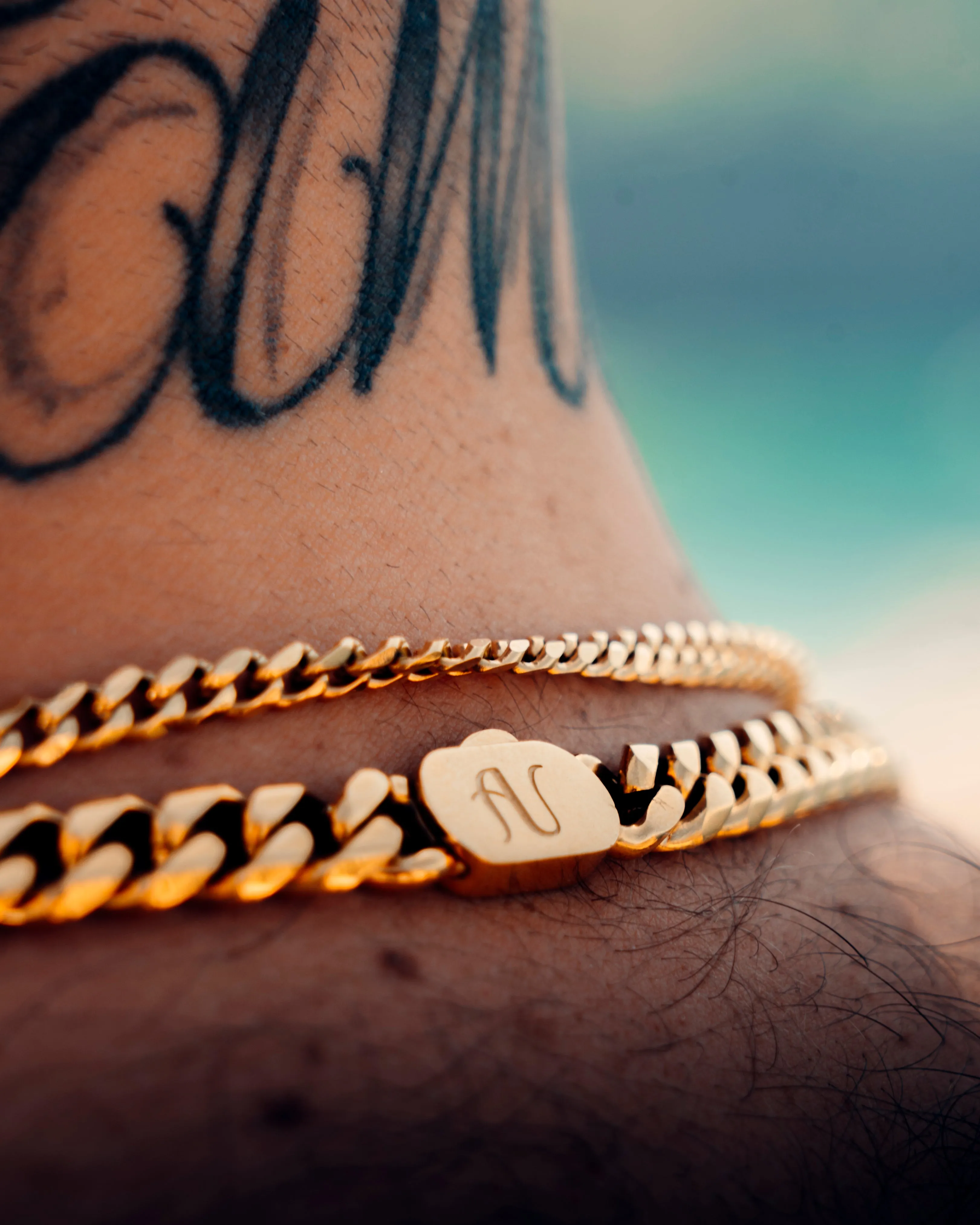 Gold Cuban Link Chain and Bracelet Set - 8 mm