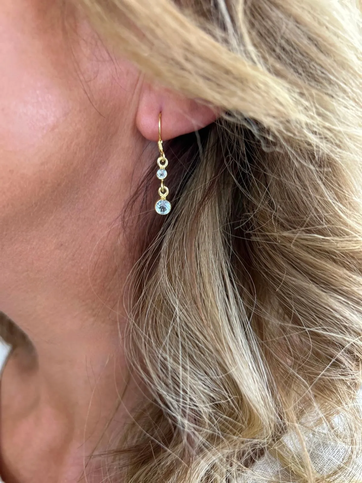 Gold Plated Solid Silver Blue Topaz Drop Earrings