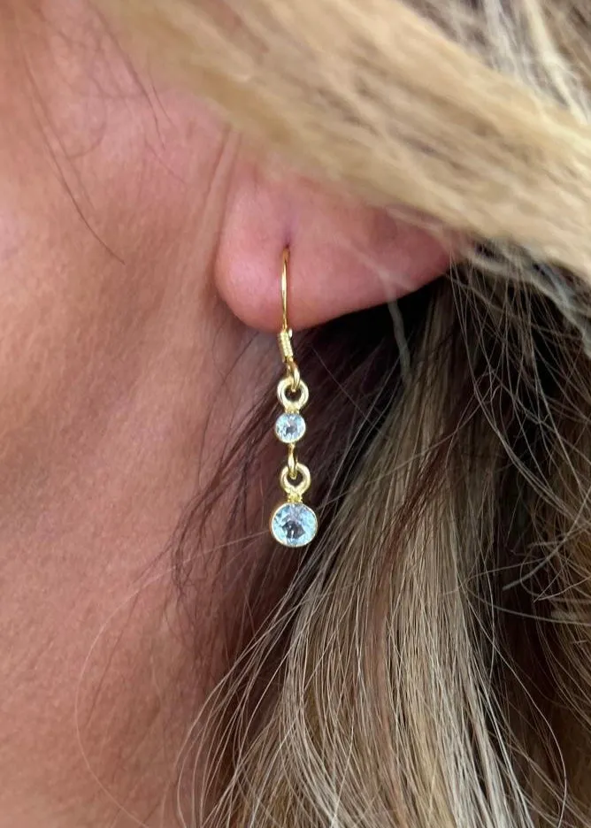 Gold Plated Solid Silver Blue Topaz Drop Earrings