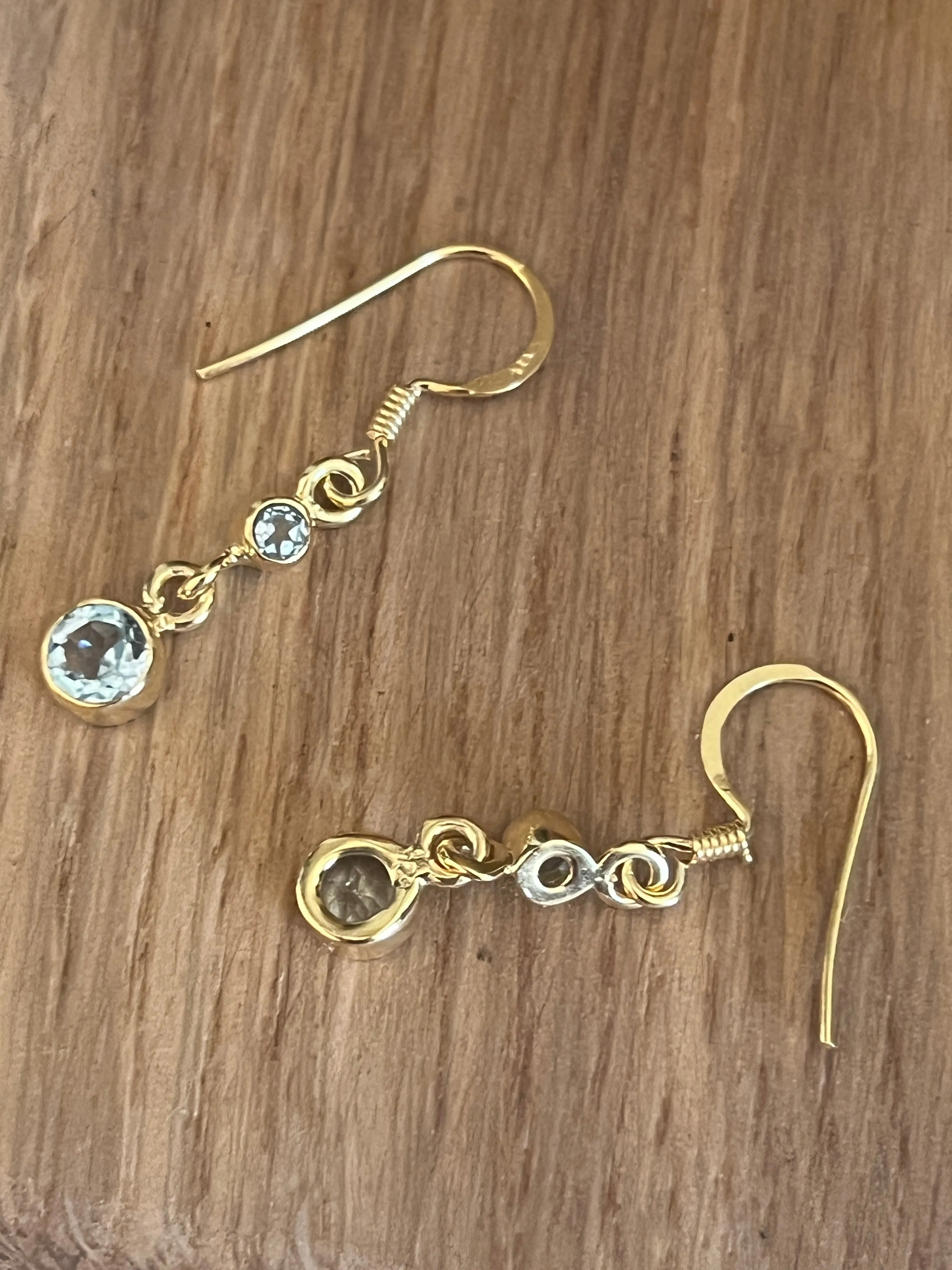 Gold Plated Solid Silver Blue Topaz Drop Earrings