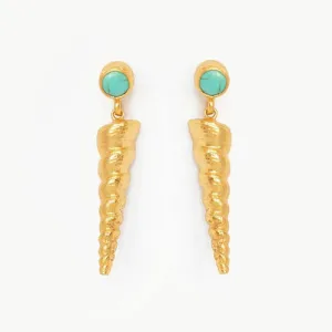 Gold Spiral Shell Drop Earrings - Ottoman Hands