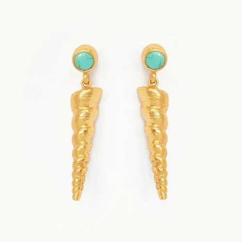 Gold Spiral Shell Drop Earrings - Ottoman Hands