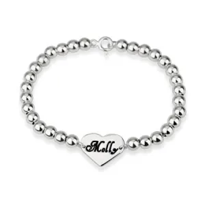 Heart Bead Bracelet Sterling Silver