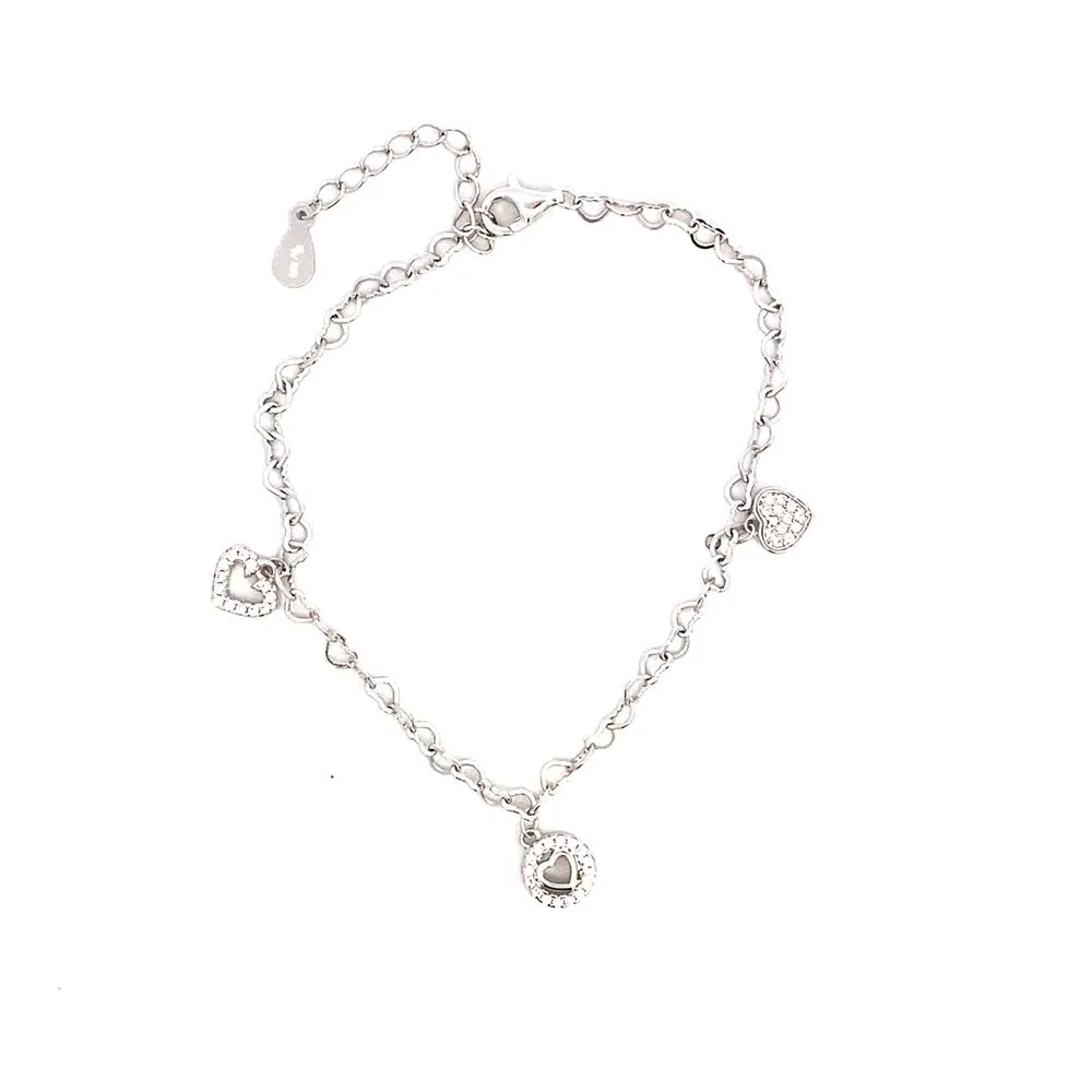 Heart Chain Drop Heart, Halo Cutout Heart Bracelet For Women B5052