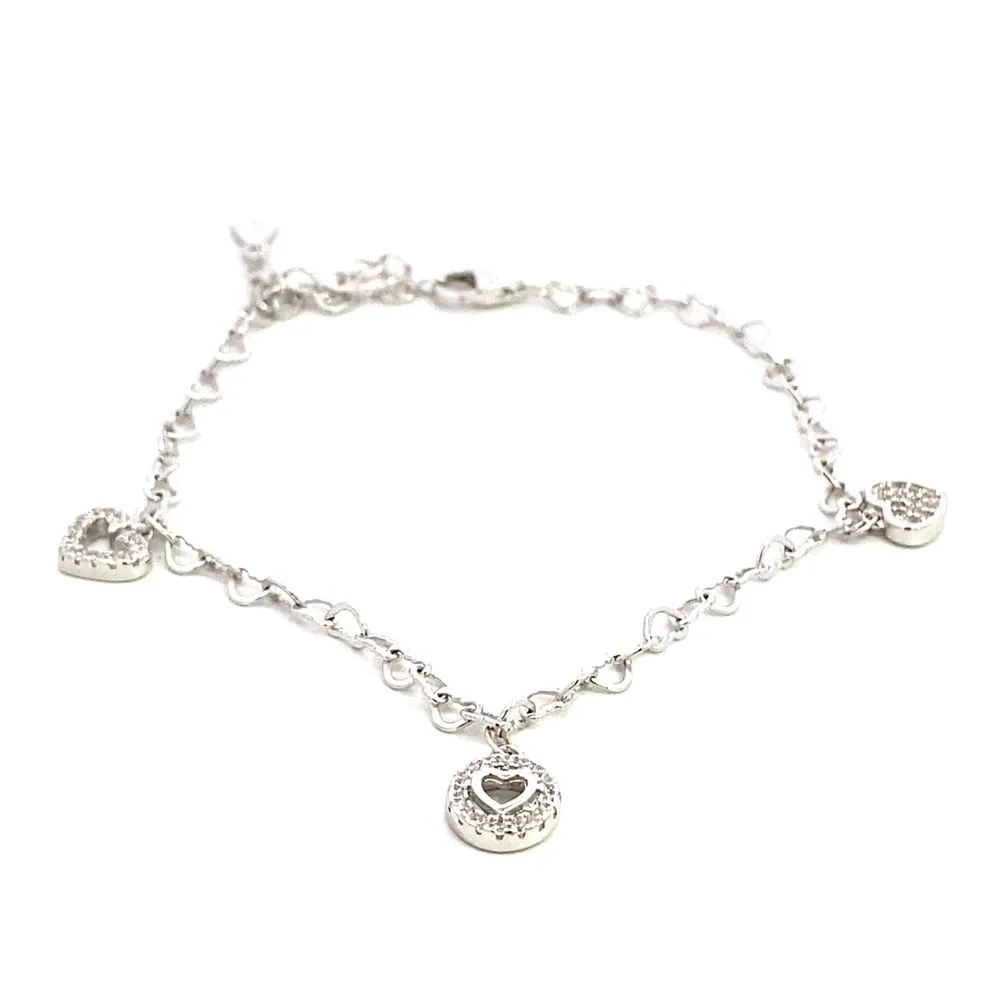Heart Chain Drop Heart, Halo Cutout Heart Bracelet For Women B5052