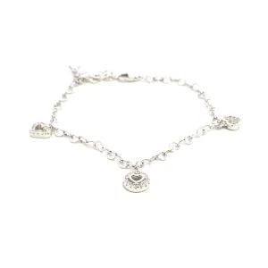 Heart Chain Drop Heart, Halo Cutout Heart Bracelet For Women B5052