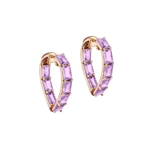 Heart Shape Lavender Amethyst Hoop Earrings