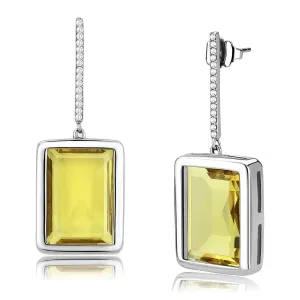 High polished (no plating) Stainless Steel Earrings with Top Grade Crystal in Topaz for Women Topaz Stone Color Style DA378