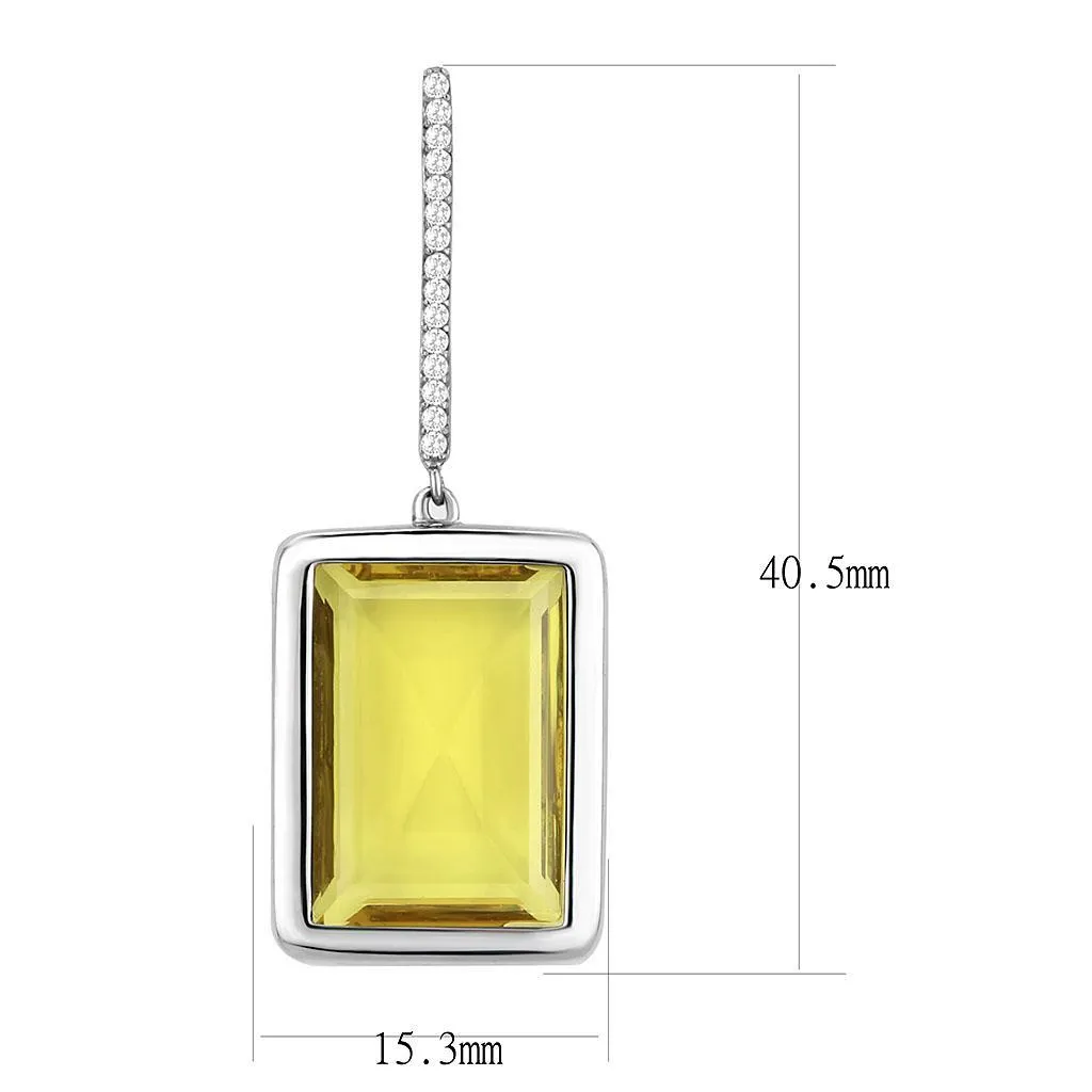 High polished (no plating) Stainless Steel Earrings with Top Grade Crystal in Topaz for Women Topaz Stone Color Style DA378