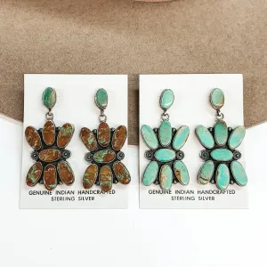 Jacqueline Silver | Navajo Handmade Sterling Silver and Turquoise Cluster Drop Earrings