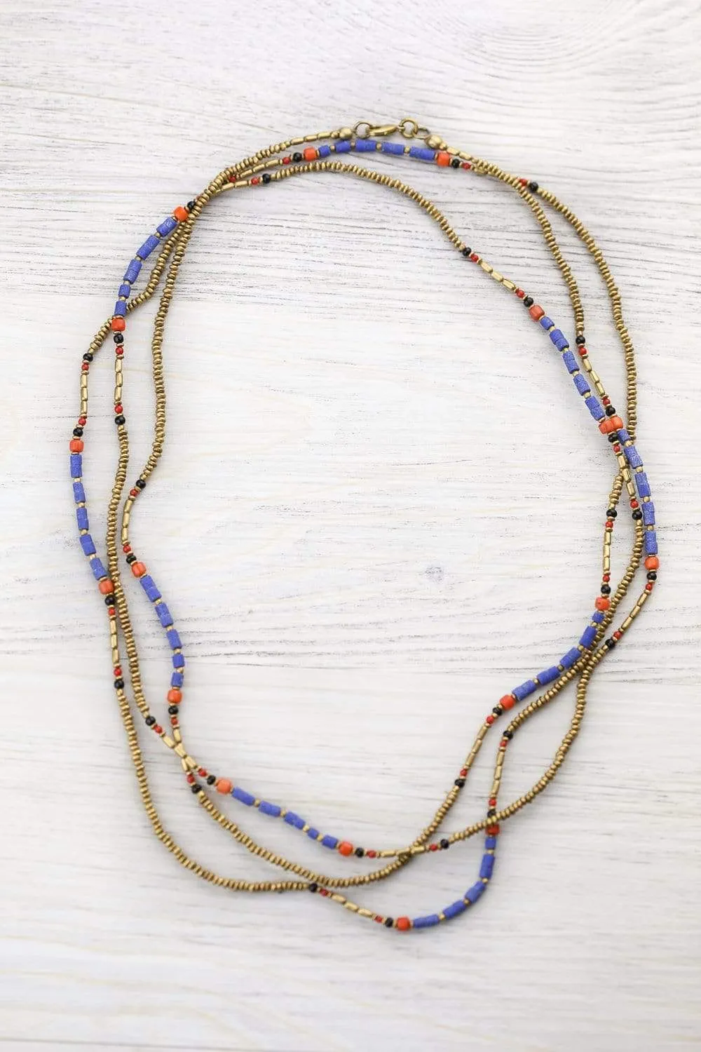 Lapis and Gold Wrap Necklace