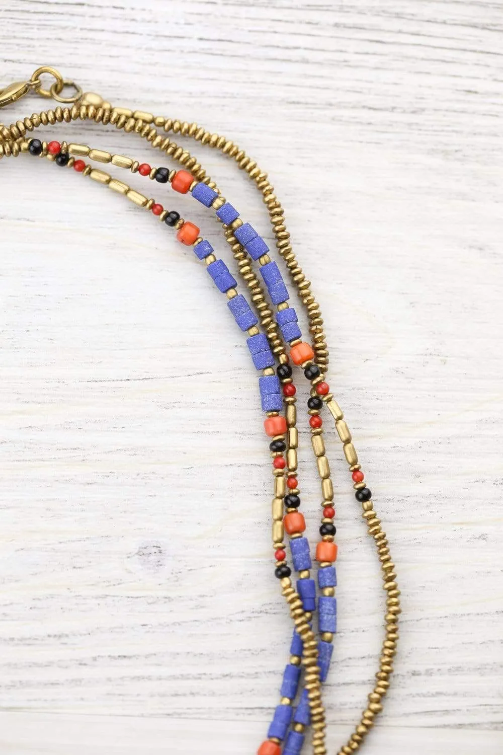 Lapis and Gold Wrap Necklace