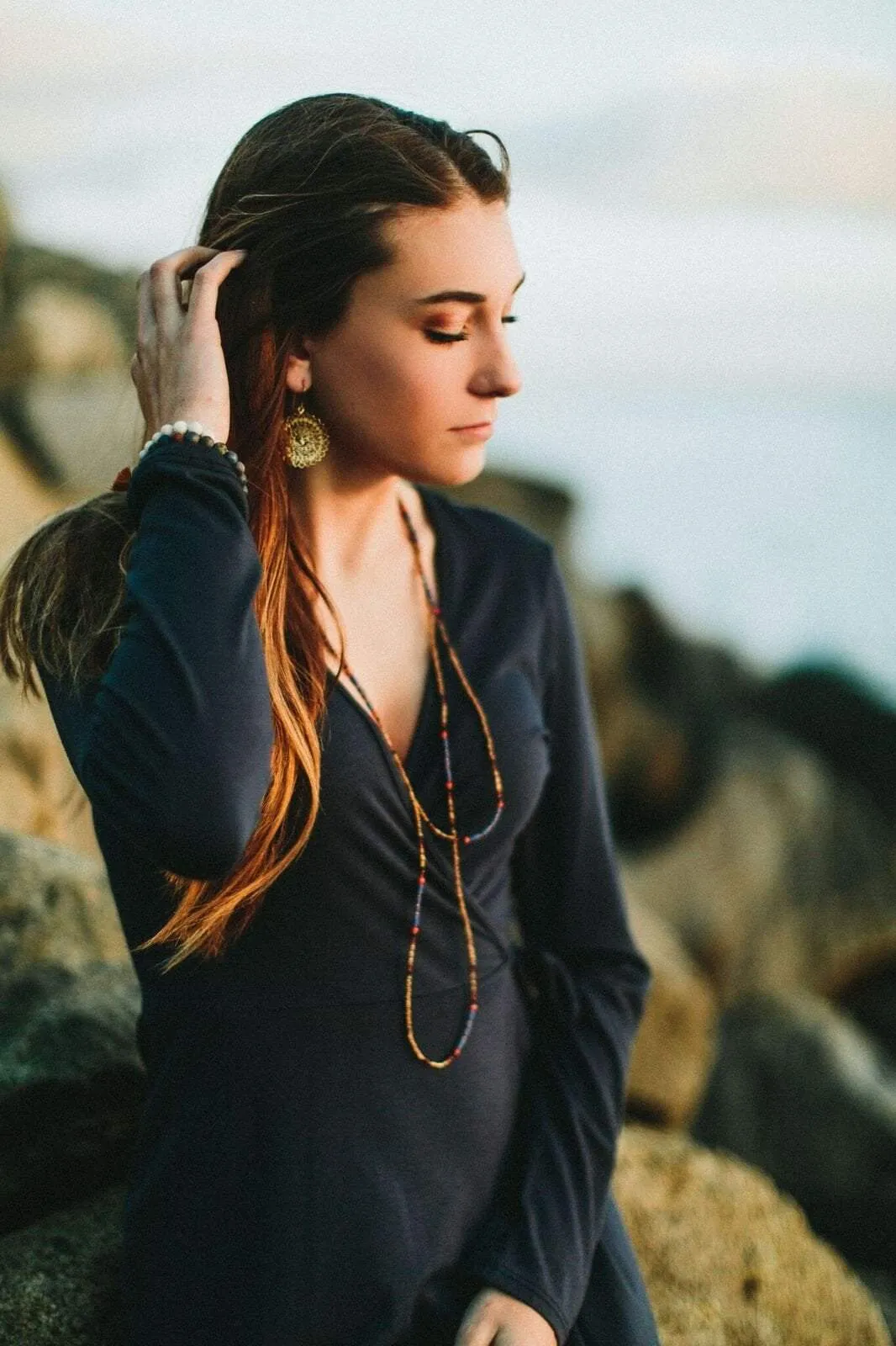 Lapis and Gold Wrap Necklace