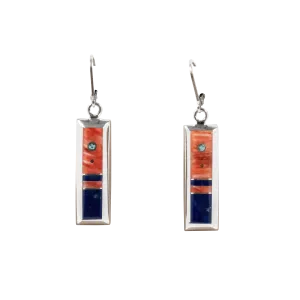 Lapis, Spiny Oyster Shell, & Kingman Turquoise Earrings | Veronica Benally