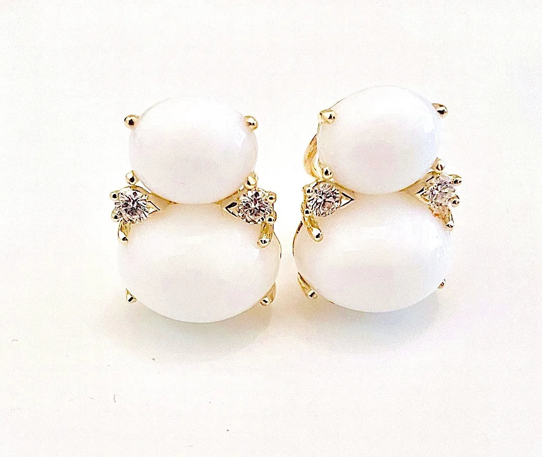 Large GUM DROP™ Earrings with Blue Topaz and Cabochon Turquoise and Diamonds
