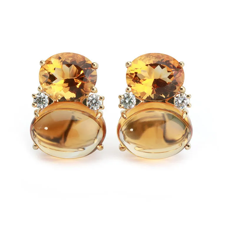 Large GUM DROP™ Earrings with Blue Topaz and Cabochon Turquoise and Diamonds