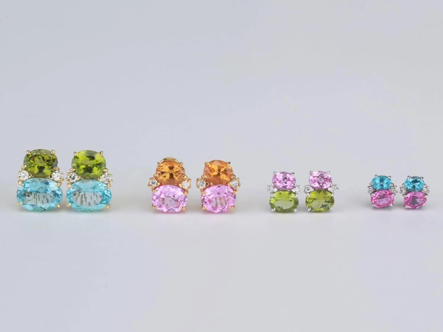 Large GUM DROP™ Earrings with Blue Topaz and Cabochon Turquoise and Diamonds