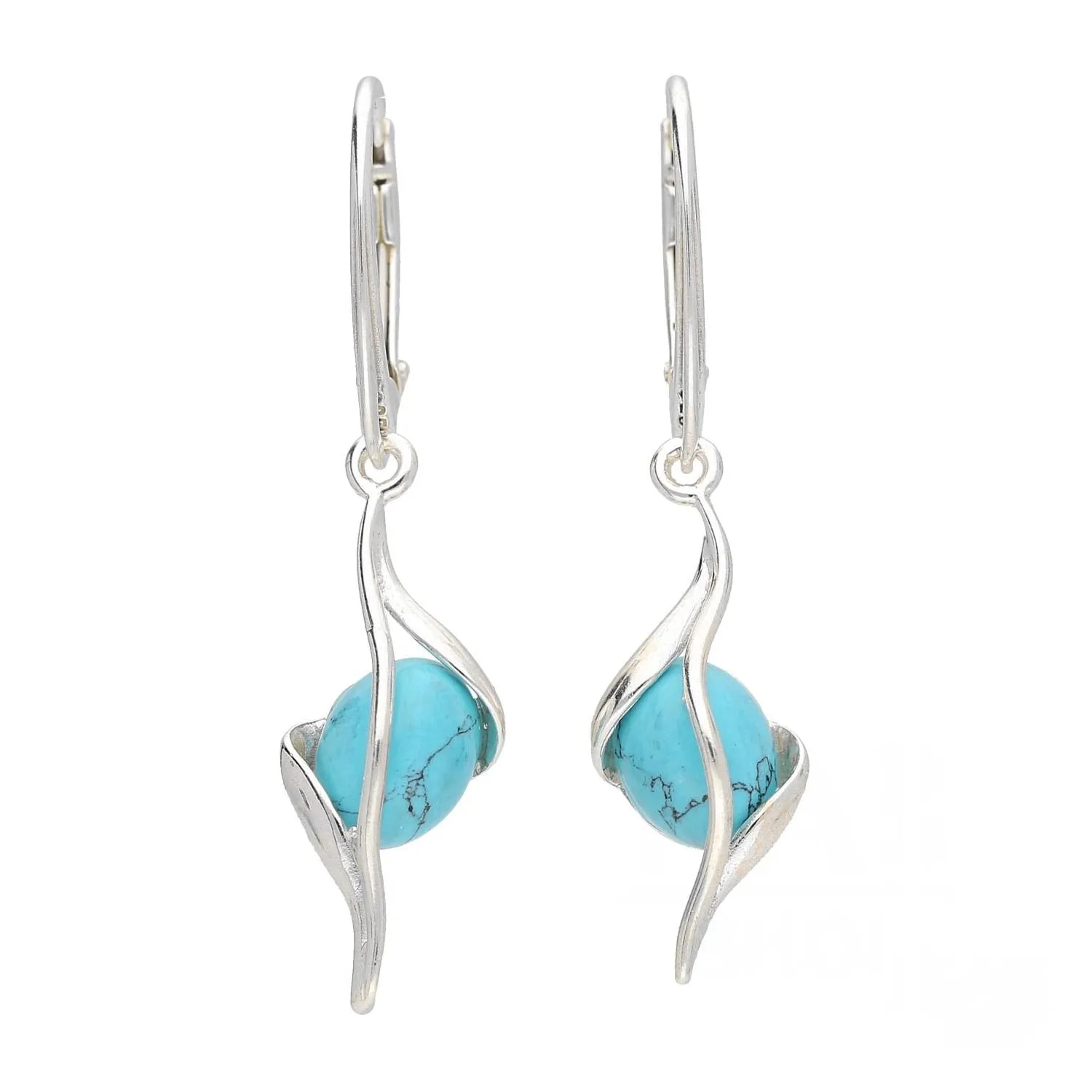 MILENA drop earrings Silver and Turquoise Elegant