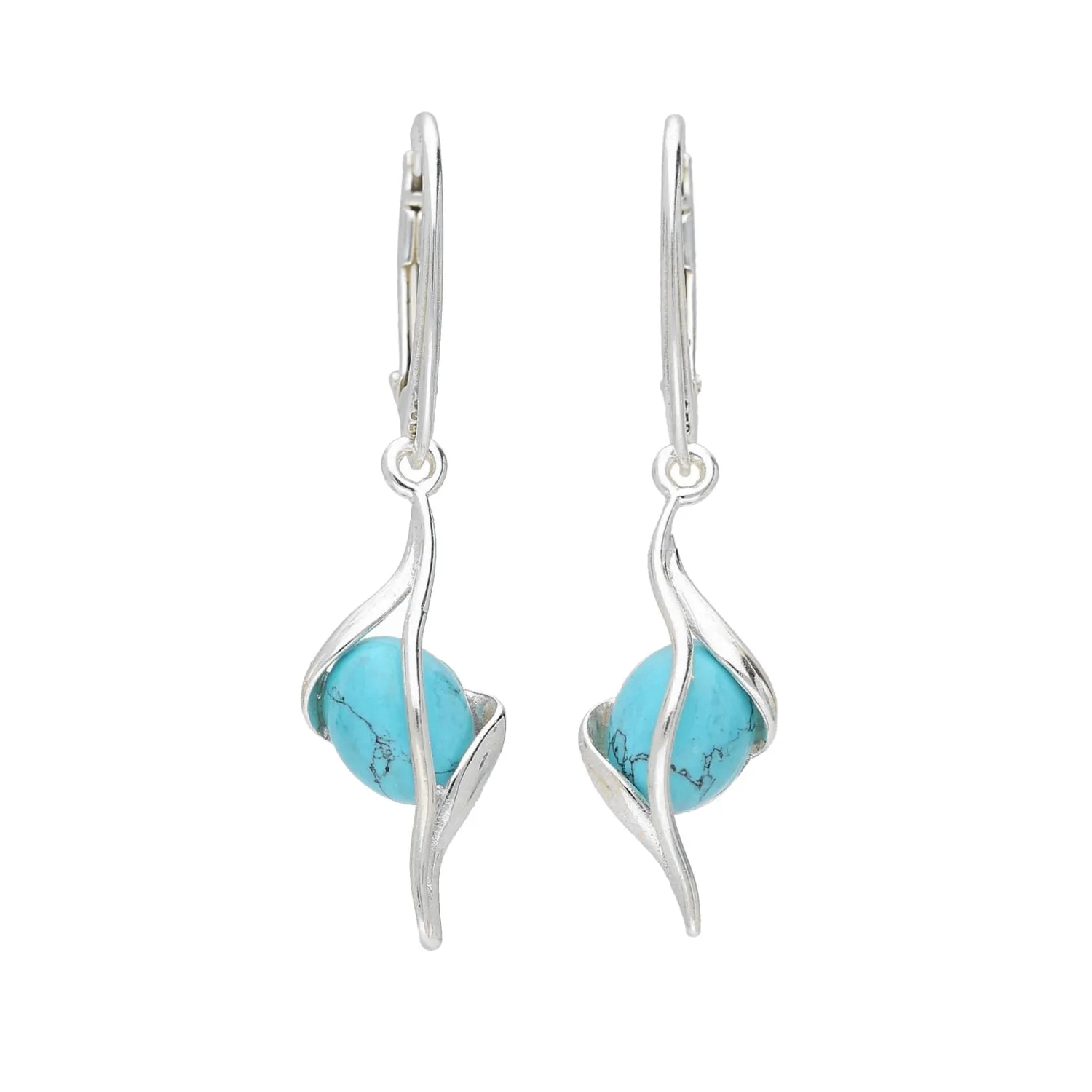 MILENA drop earrings Silver and Turquoise Elegant