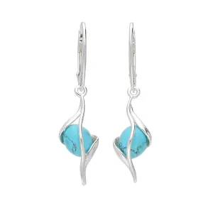 MILENA drop earrings Silver and Turquoise Elegant