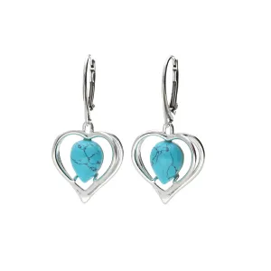 MILENA drop earrings Silver and Turquoise Heart