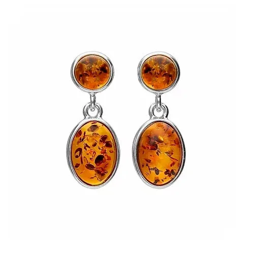 MILENA Stud Earrings Silver and Amber