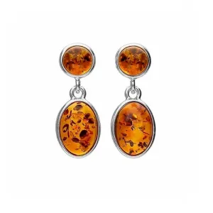 MILENA Stud Earrings Silver and Amber