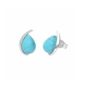 MILENA Stud Earrings Silver and Turquoise Elegant