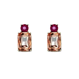 Mini Gem Earring in Amber & Pink
