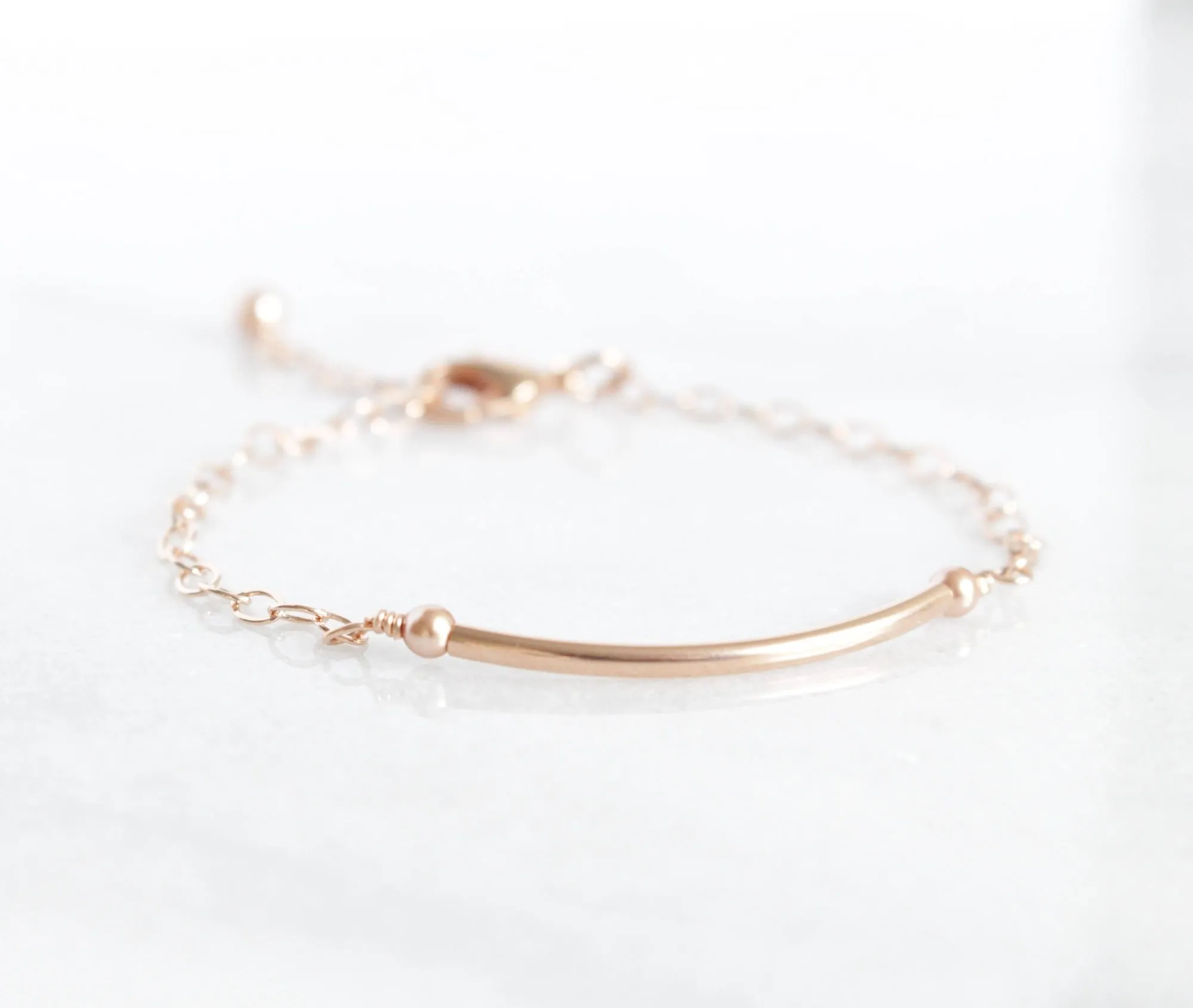 Minimalist Rose Gold Tube Bracelet