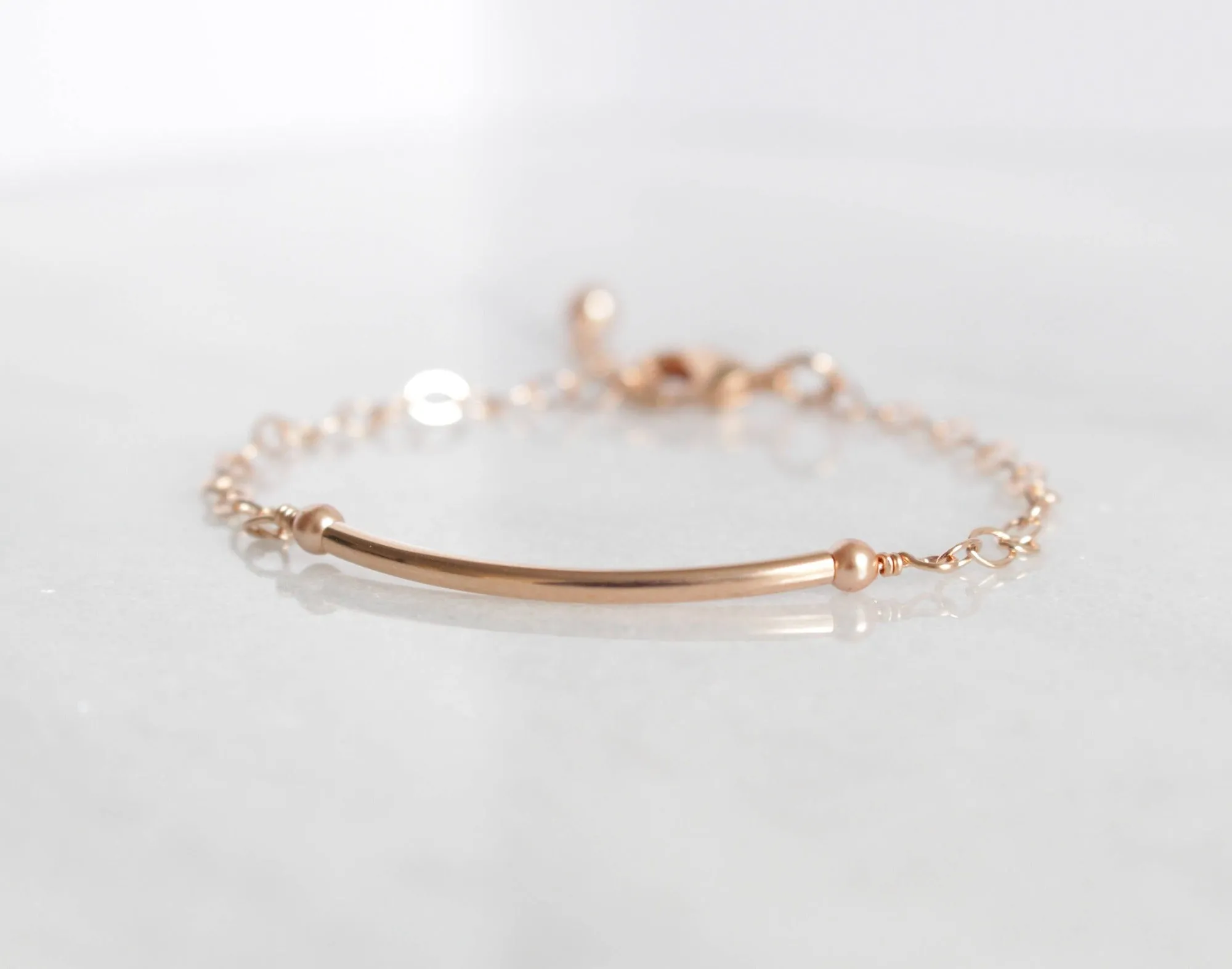 Minimalist Rose Gold Tube Bracelet