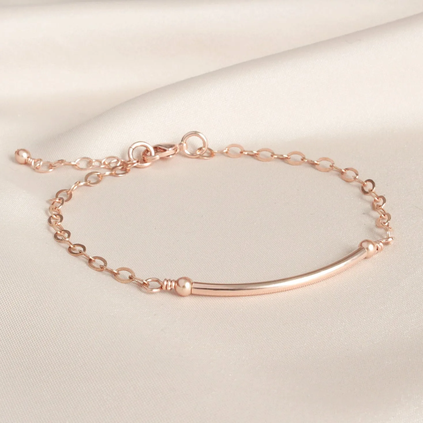Minimalist Rose Gold Tube Bracelet