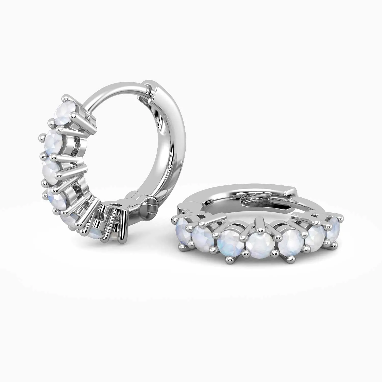 Moonstone Huggie Earrings in Silver