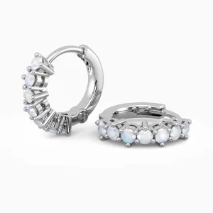 Moonstone Huggie Earrings in Silver
