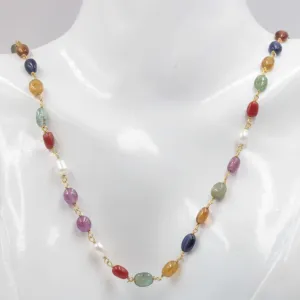 Natural Navratna Necklace Nine Gemstones Necklace Nine Gems Navratna Necklace Ruby Sapphire Necklace Emerald Navratna Necklace SKU: 6142752