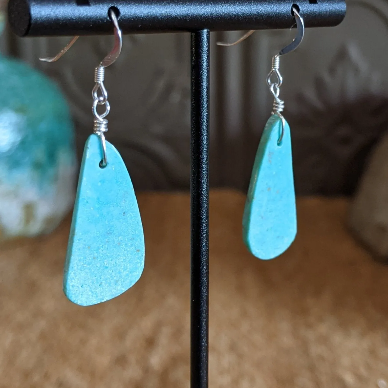 Navajo Made Turquoise Slab Earrings SWSG-ERN-0003