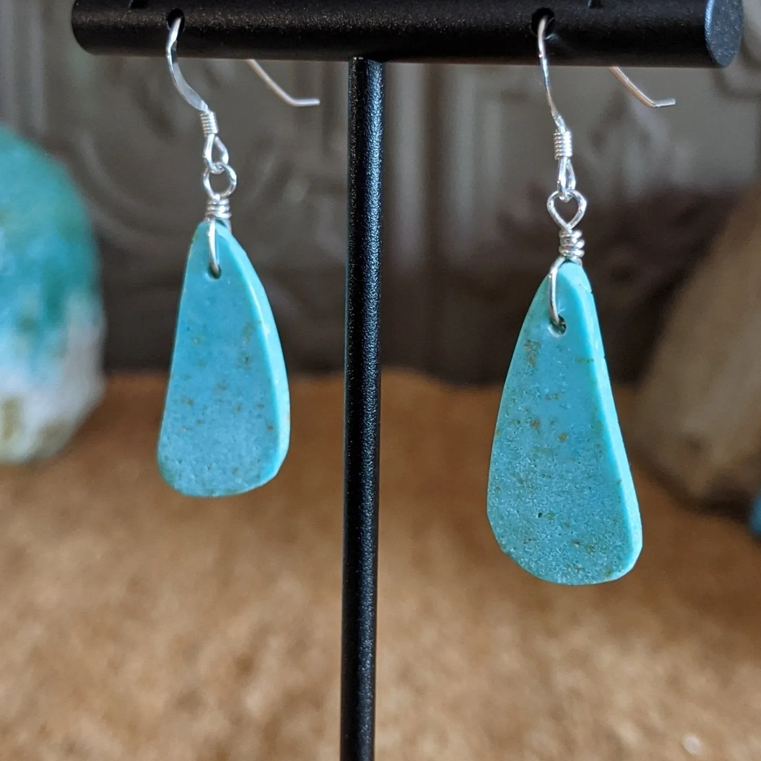 Navajo Made Turquoise Slab Earrings SWSG-ERN-0003