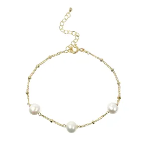 Pearl Bracelet with Beaded Chain