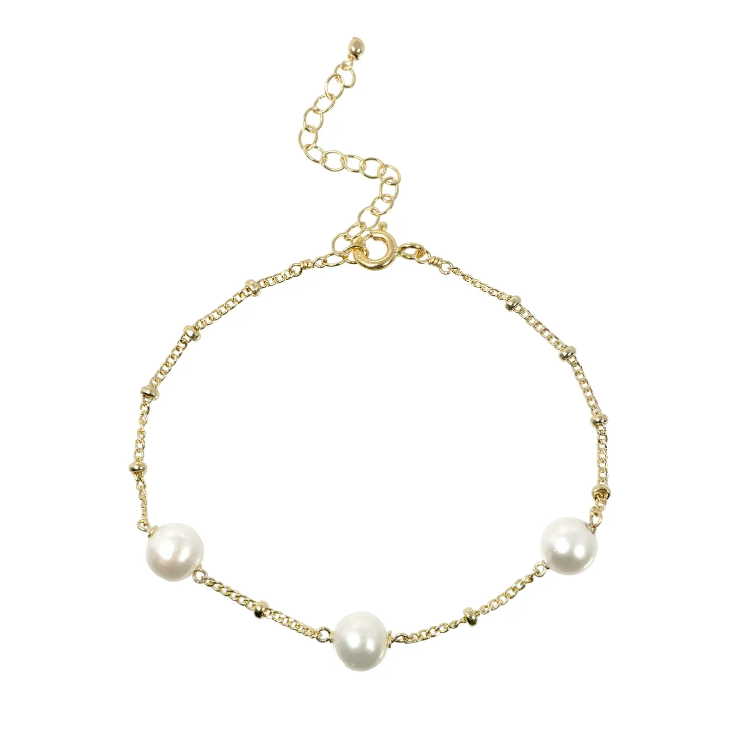 Pearl Bracelet with Beaded Chain
