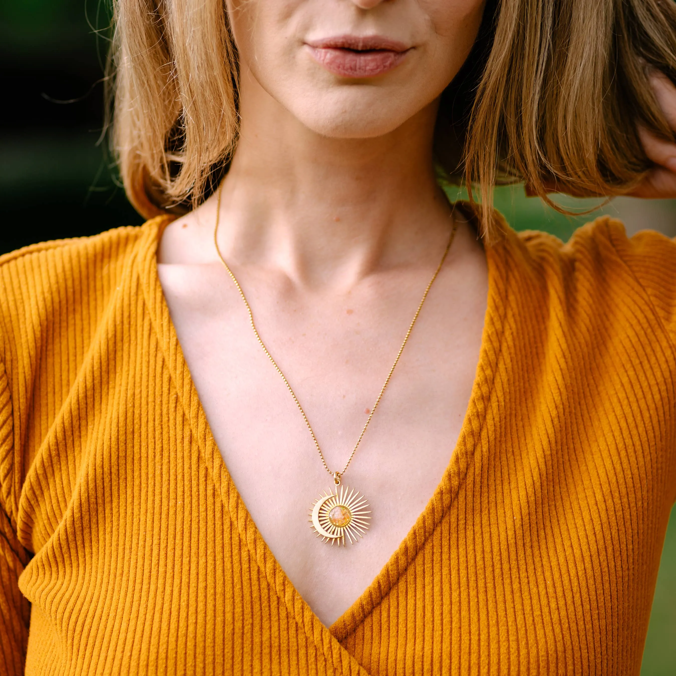 Pendant Necklace | Cameoko | Celestial Sun and Moon