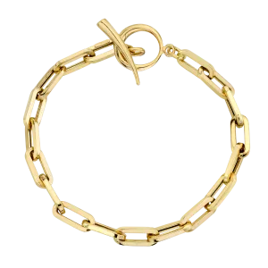 Rectangular Link Chain Bracelet with Tusk Clasp
