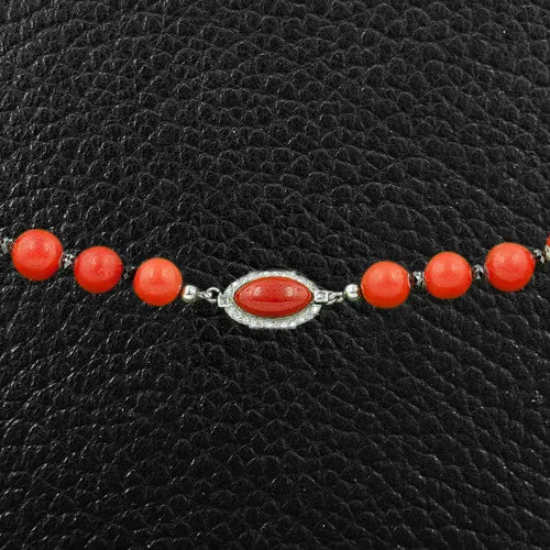 Red Coral & Black Diamond Necklace