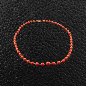 Red Coral & Black Diamond Necklace